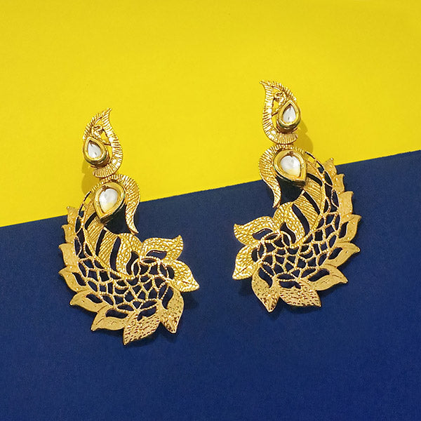 The99Jewel White Kundan Gold Plated Alloy Danglers Earrings