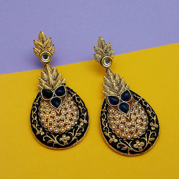 The99Jewel Blue Pota Stone Pearl Dangler Earrings