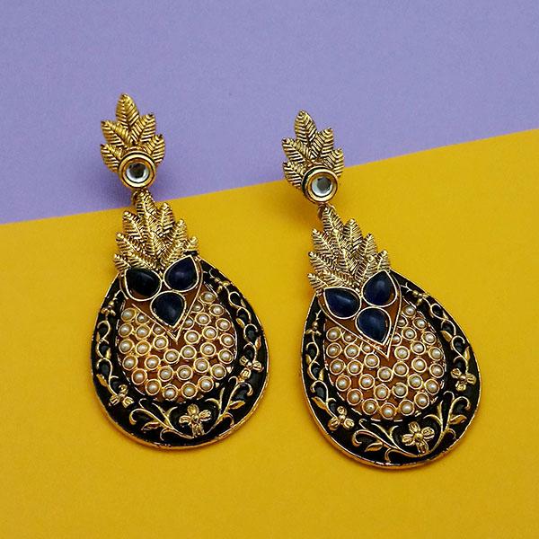 The99Jewel Blue Pota Stone Pearl Dangler Earrings - 1307322