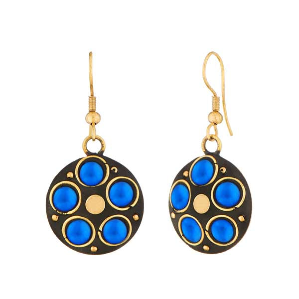 Jeweljunk Blue Beads Gold Plated Dangler Earrings