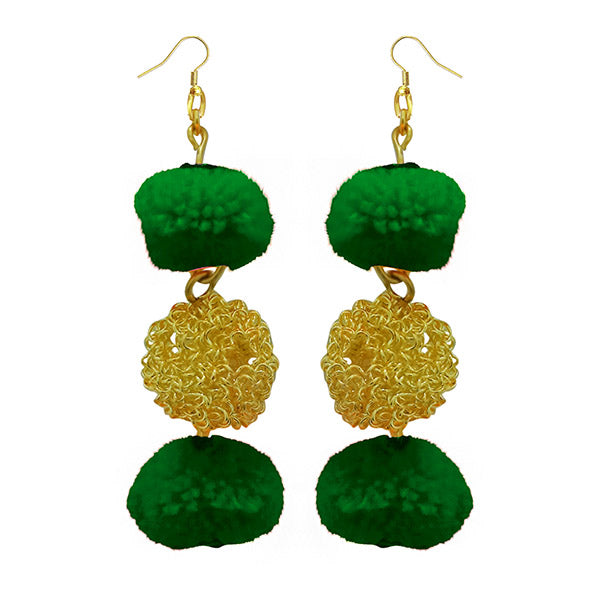 Jeweljunk Green Pompom Thread Earrings
