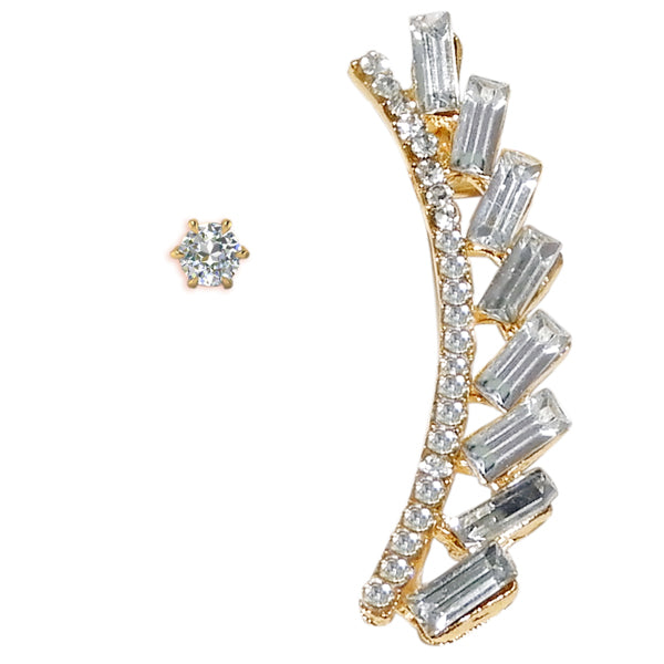 Urthn Gold Plated White Austrian Stone Ear Cuffs Earrings