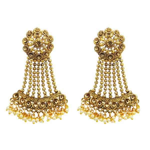 Kriaa Gold Plated Brown Austrian Stone Dangler Earrings