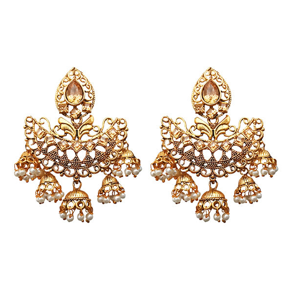 Kriaa Gold Plated Brown Austrian Stone Dangler Earrings