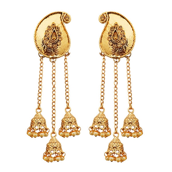 Kriaa Brown Austrian Stone Gold Plated Dangler Earrings