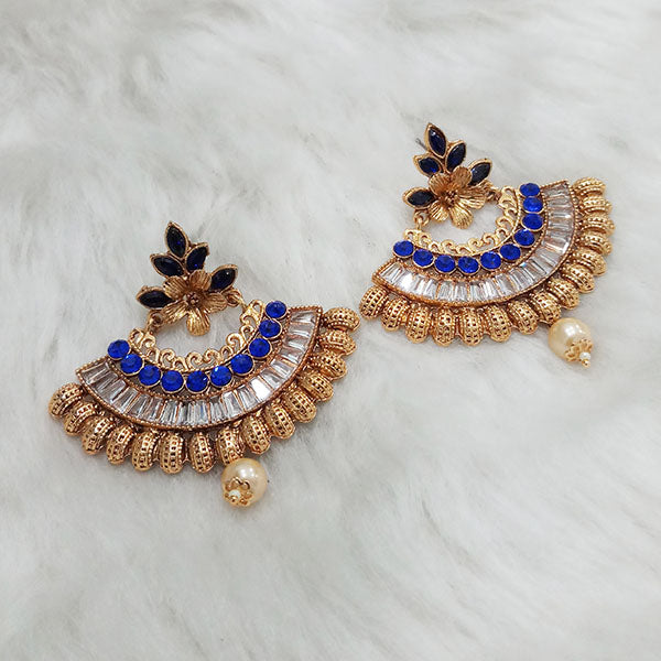 Kriaa AD Stone Gold Plated Dangler Earrings