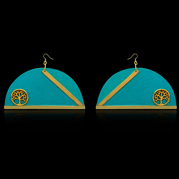 Urthn Blue Gold Plated Dangler Earrings