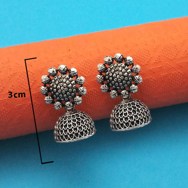 JewelMaze Oxidised Plated Jhumki Earrings