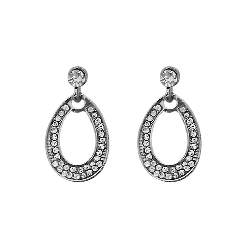 JewelMaze Austrian Stone Silver Plated Stud Earrings ( assorted design )
