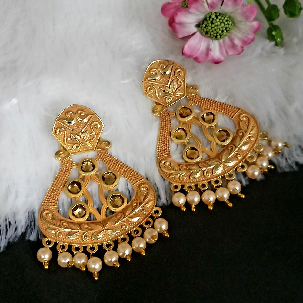 Woma YellowMatte Meenakari Dangler Beads Drop Earrings -1318004B