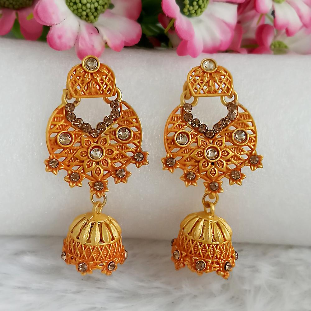 Woma Orange Matte Meenakari Jhumki Earrings -1318065F