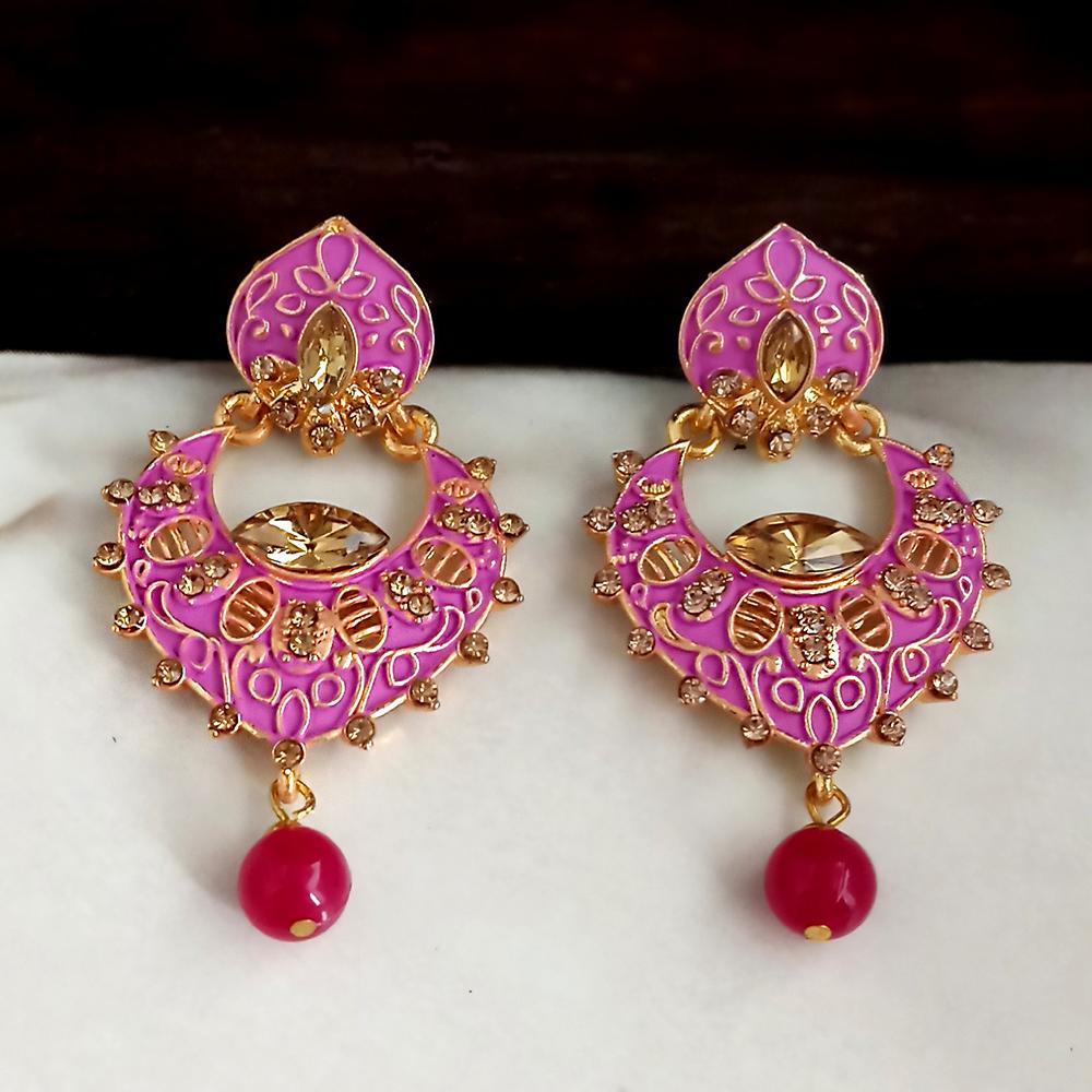Woma Pink Meenakari Matte Dangler Earrings -1318082A
