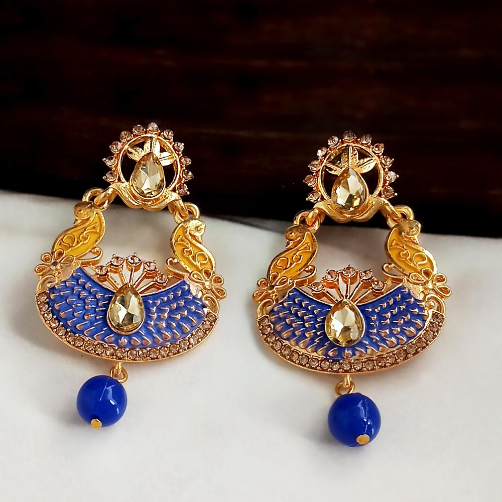 Woma Blue Meenakari Matte Dangler Earrings -1318089D