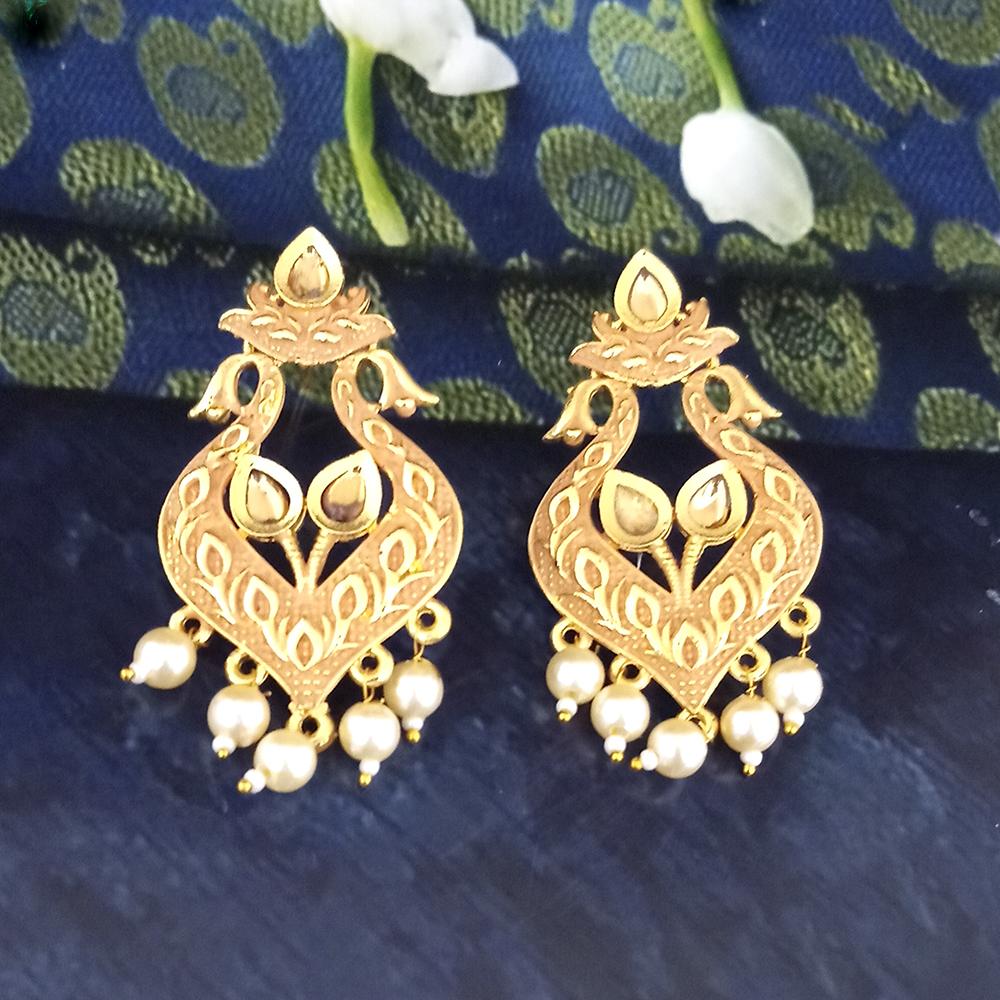 Woma Peach Matte Meenakari Dangler Beads Drop Earrings - 1318094H