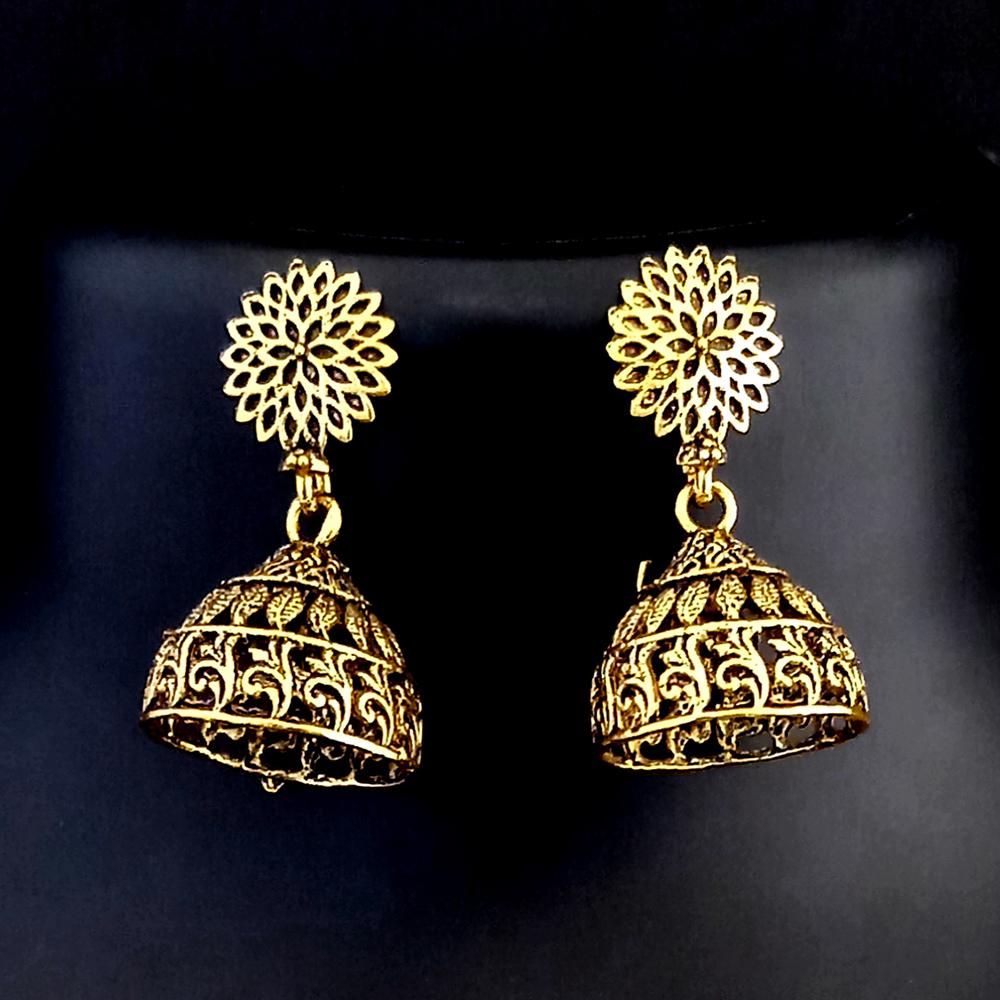 Kriaa Antique Gold Plated Jhumki Earrings - 1318707