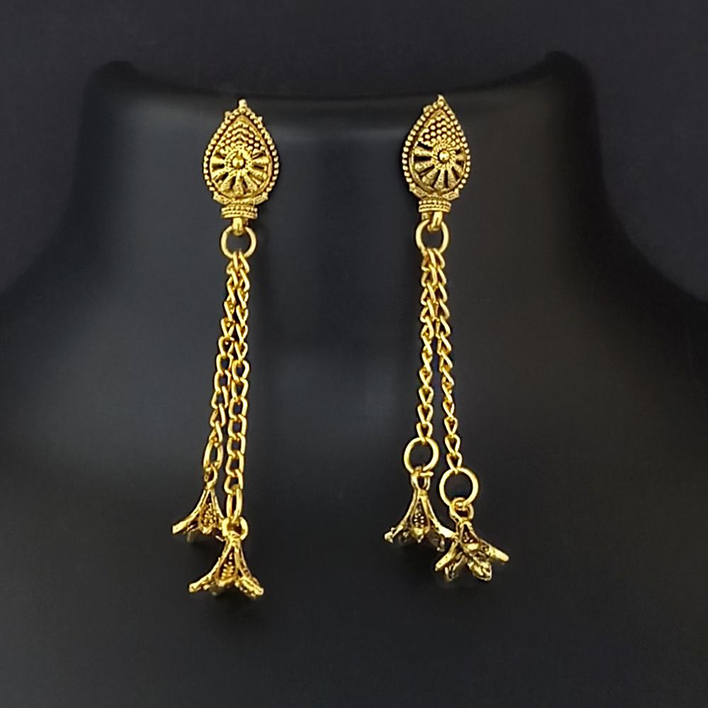 Kriaa Oxidised Gold Plated Dangler Earrings - 1318730