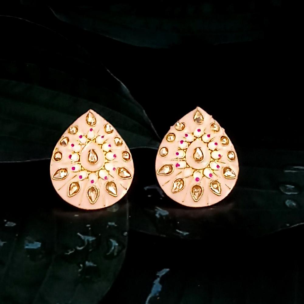Kriaa Gold Plated Pink Meenakari Stud Earrings - 1318909J