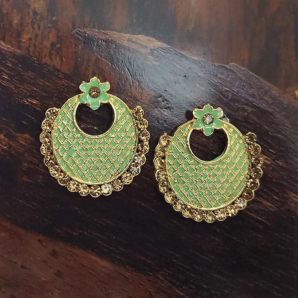 Adi Gold Plated Red Meenakari And Austrian Stone Stud Earrings  -  1319223A