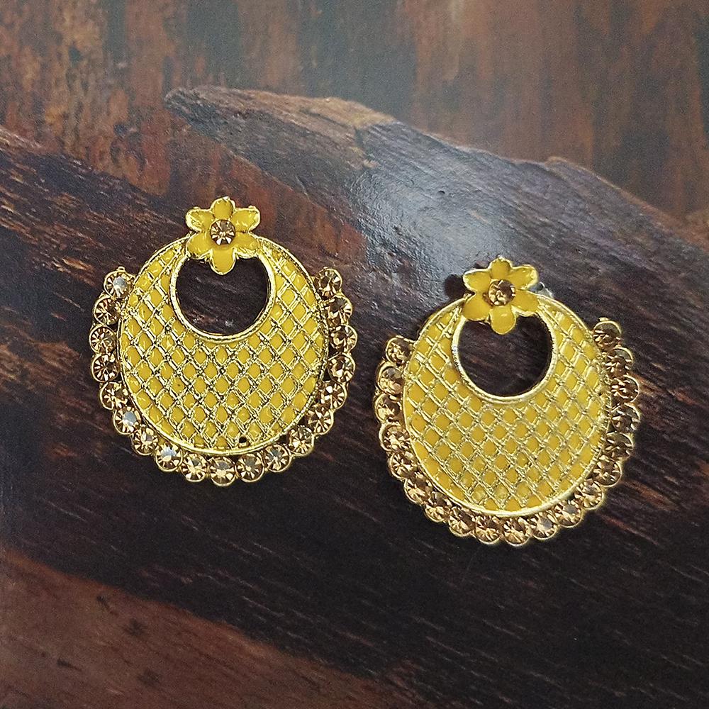 Adi Gold Plated Red Meenakari And Austrian Stone Stud Earrings  -  1319223A