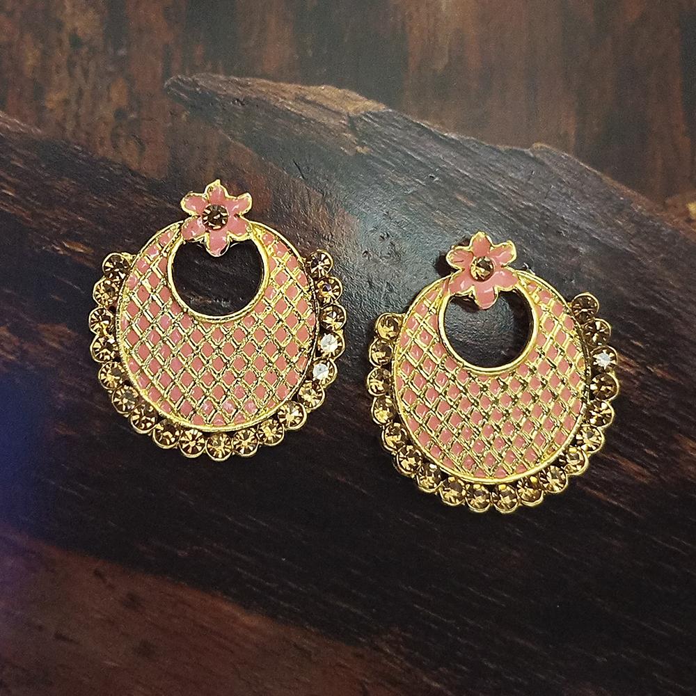 Adi Gold Plated Red Meenakari And Austrian Stone Stud Earrings - 1319223A