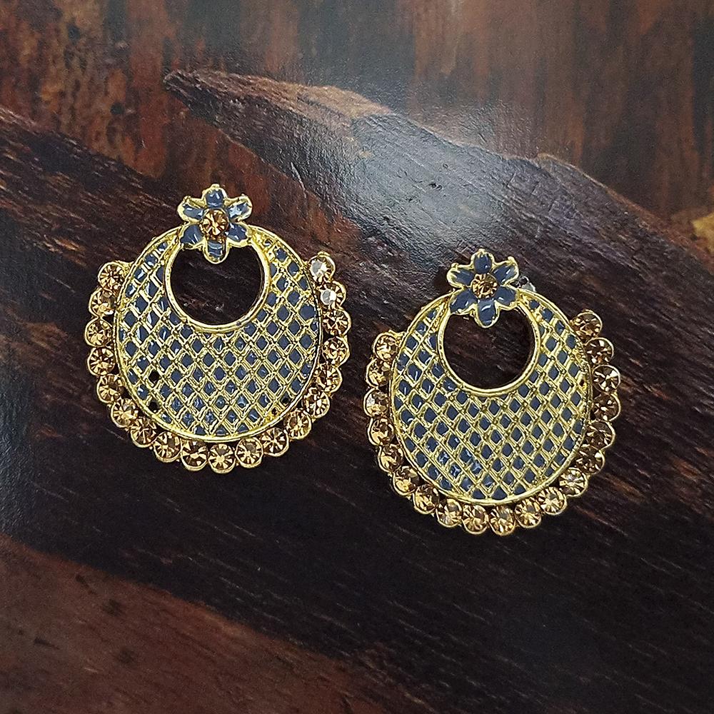 Adi Gold Plated Red Meenakari And Austrian Stone Stud Earrings - 1319223A