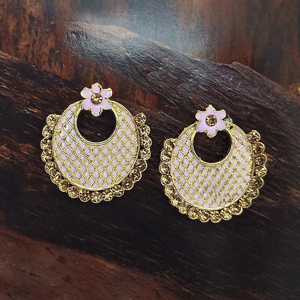 Adi Gold Plated Red Meenakari And Austrian Stone Stud Earrings - 1319223A