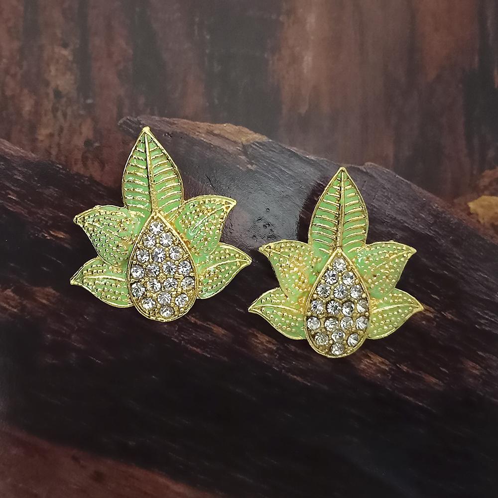 Adi Gold Plated Red Meenakari And Austrian Stone Stud Earrings  -  1319227A