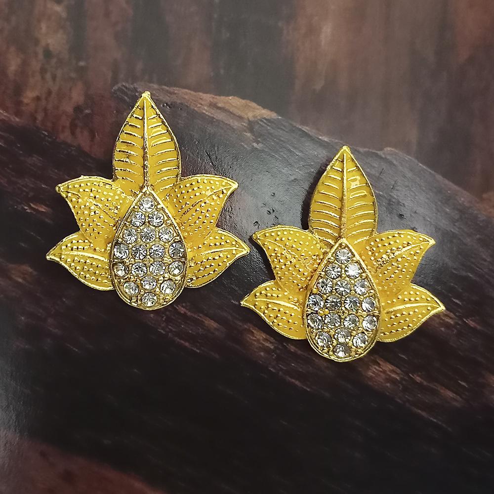 Adi Gold Plated Red Meenakari And Austrian Stone Stud Earrings  -  1319227A