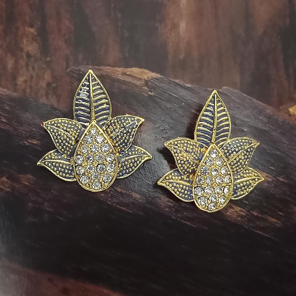 Adi Gold Plated Red Meenakari And Austrian Stone Stud Earrings - 1319227A