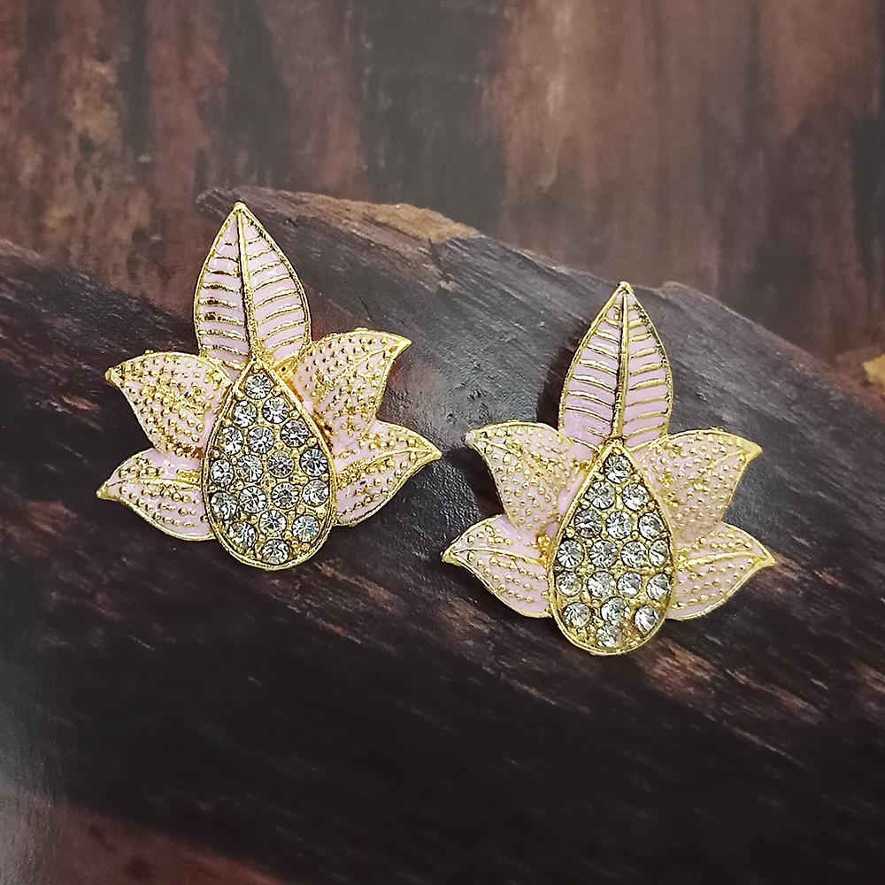 Adi Gold Plated Red Meenakari And Austrian Stone Stud Earrings - 1319227A