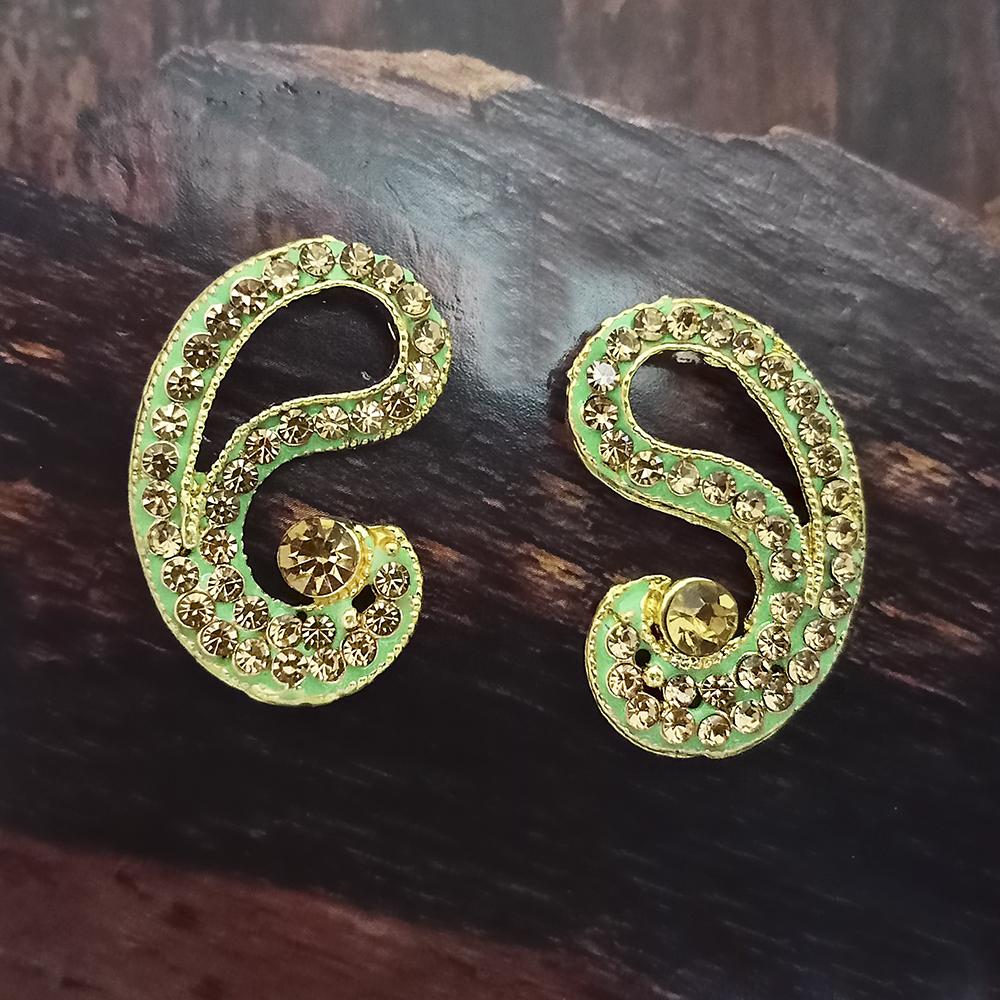 Adi Gold Plated Red Meenakari And Austrian Stone Stud Earrings  -  1319231A