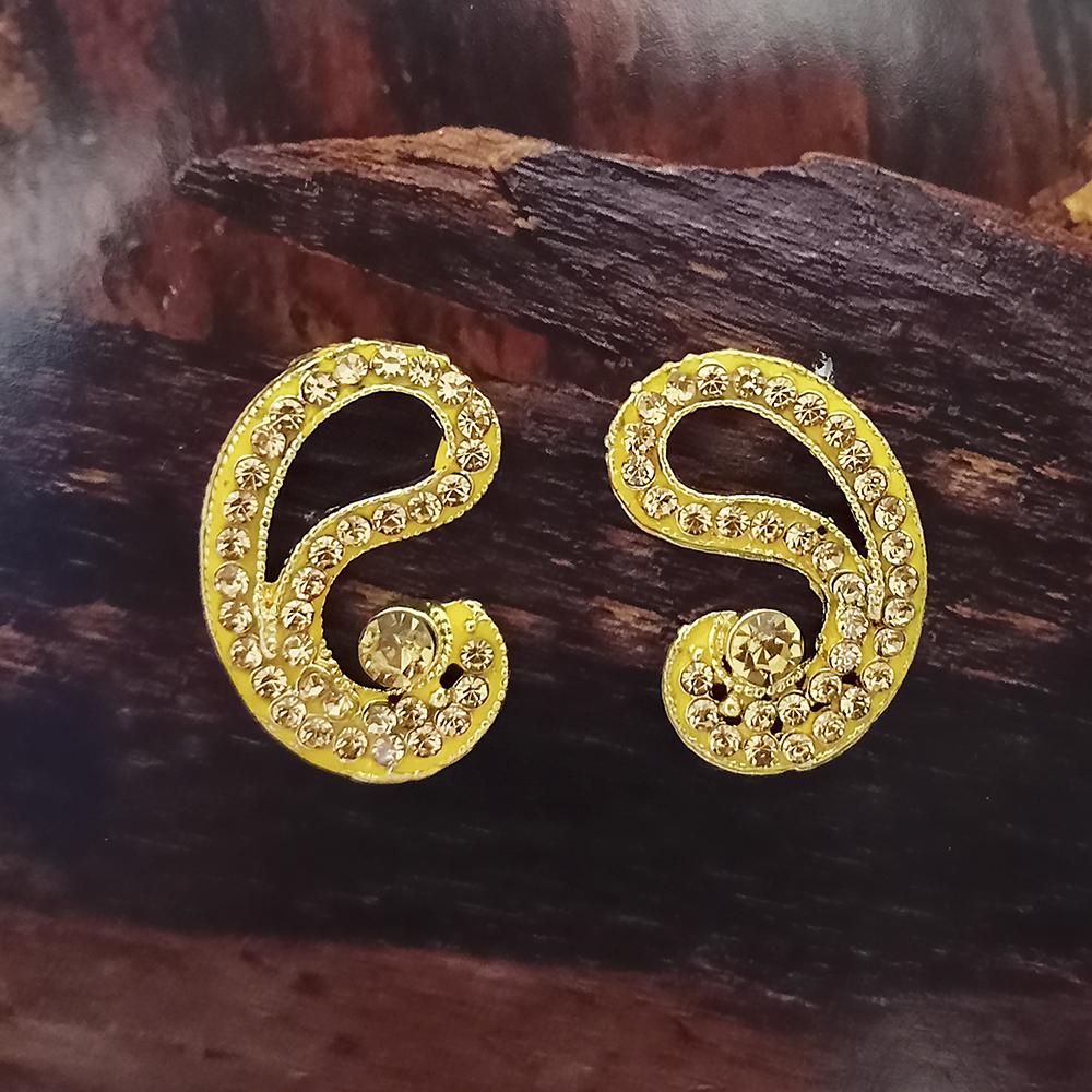 Adi Gold Plated Red Meenakari And Austrian Stone Stud Earrings - 1319231A