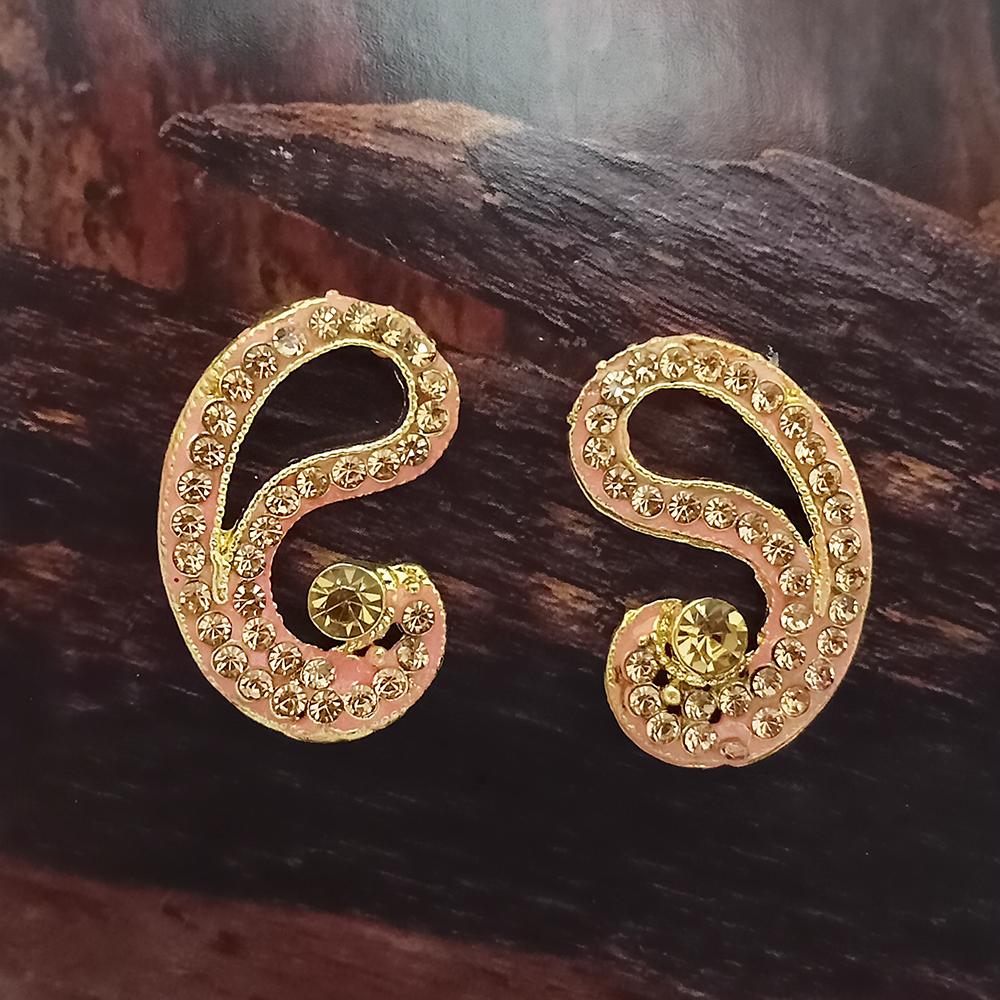 Adi Gold Plated Red Meenakari And Austrian Stone Stud Earrings - 1319231A