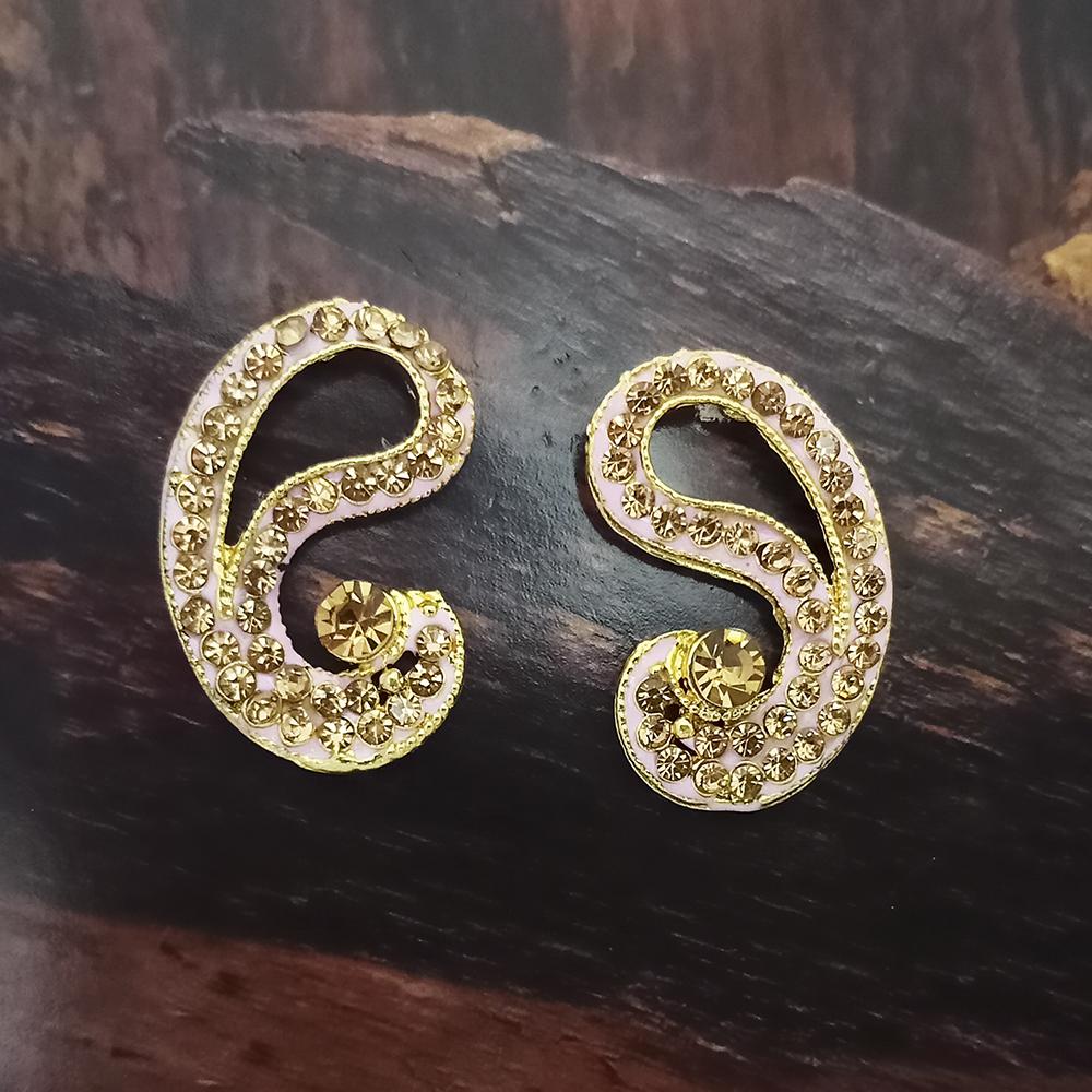 Adi Gold Plated Red Meenakari And Austrian Stone Stud Earrings - 1319231A