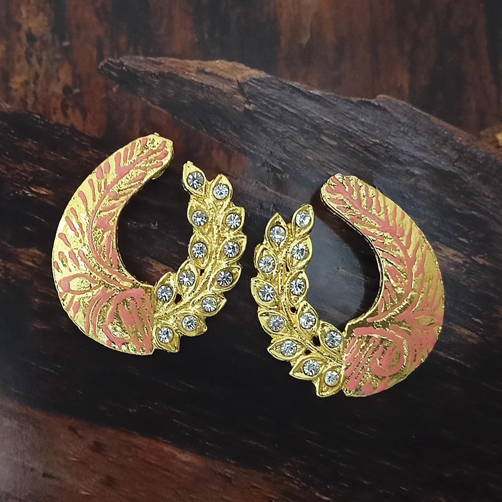 Adi Gold Plated Red Meenakari And Austrian Stone Stud Earrings - 1319233A