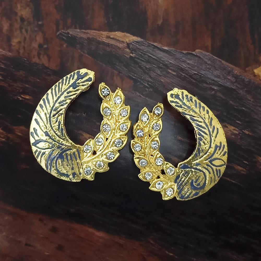 Adi Gold Plated Red Meenakari And Austrian Stone Stud Earrings - 1319233A