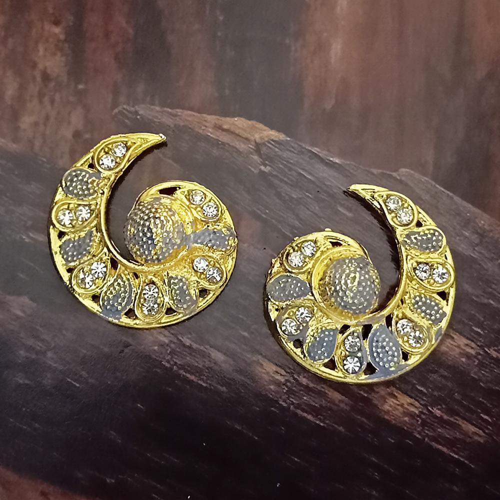 Adi Gold Plated Red Meenakari And Austrian Stone Stud Earrings - 1319234A