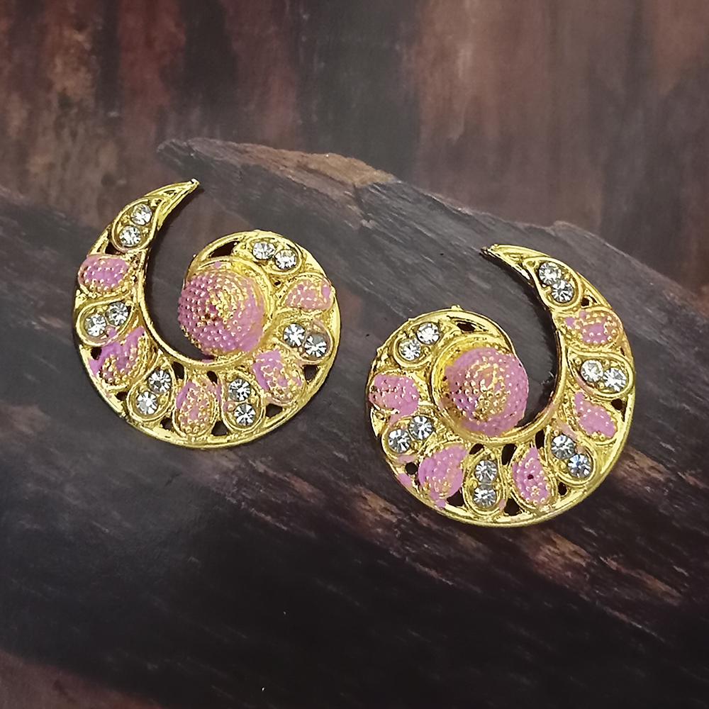Adi Gold Plated Red Meenakari And Austrian Stone Stud Earrings - 1319234A