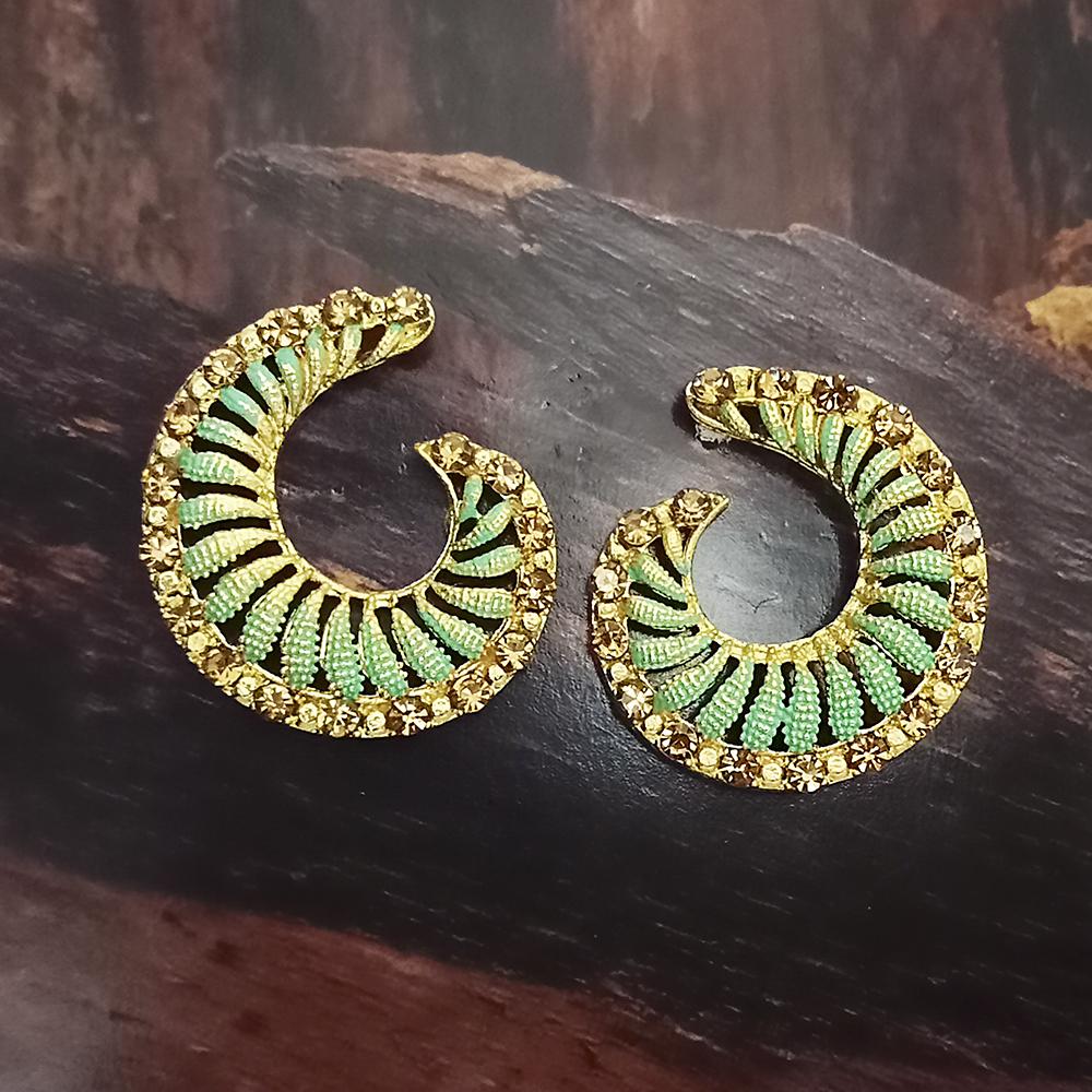 Adi Gold Plated Red Meenakari And Austrian Stone Stud Earrings - 1319235A