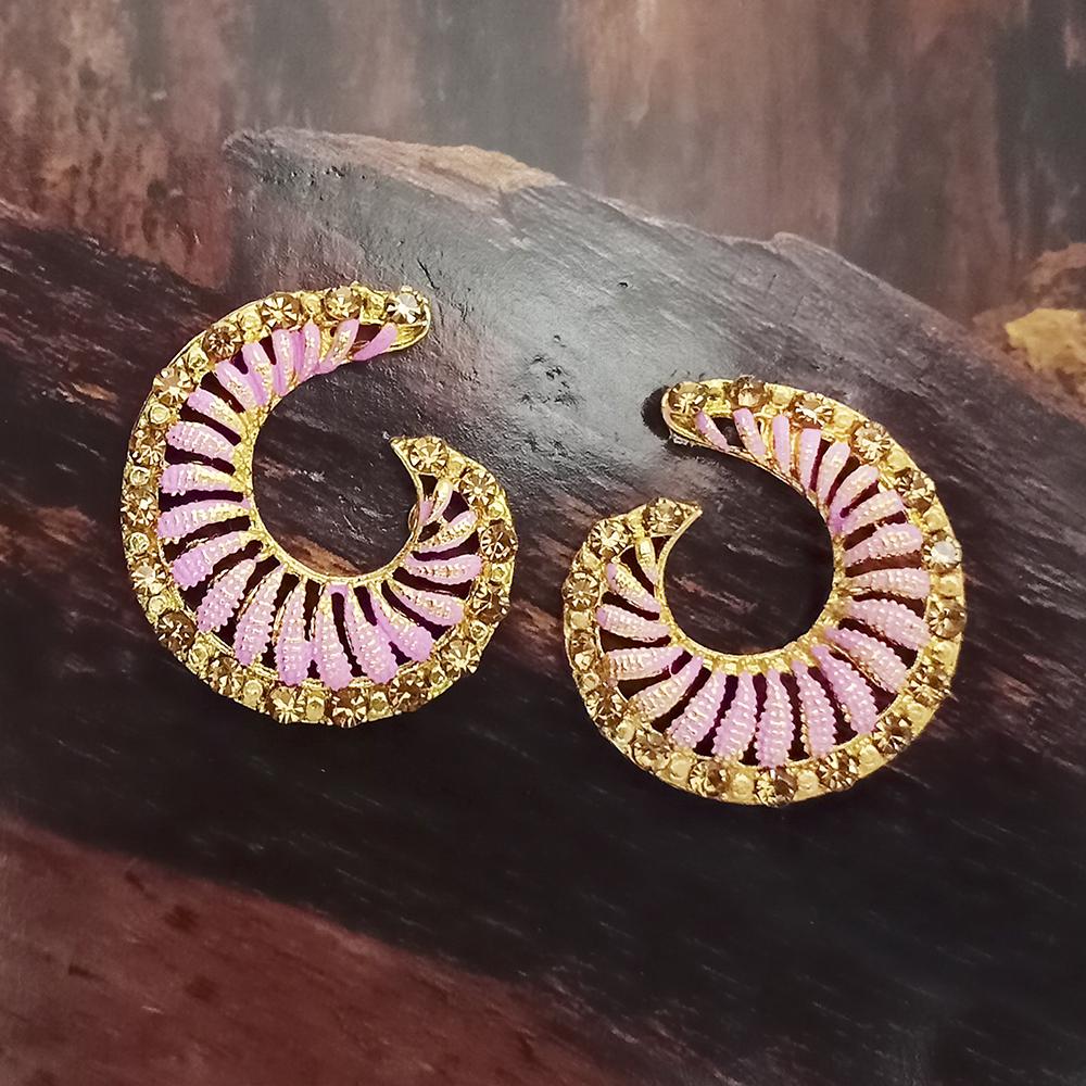 Adi Gold Plated Red Meenakari And Austrian Stone Stud Earrings - 1319235A