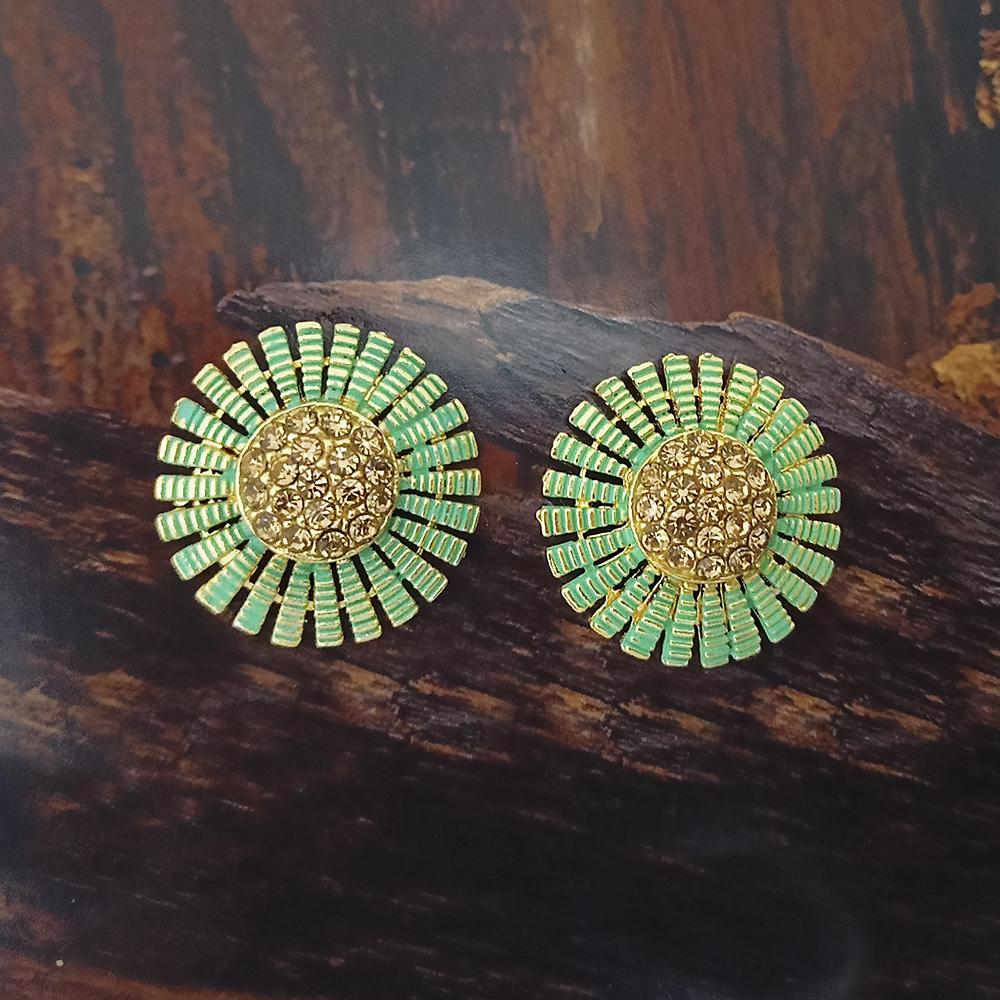 Adi Gold Plated Red Meenakari And Austrian Stone Stud Earrings  -  1319250A