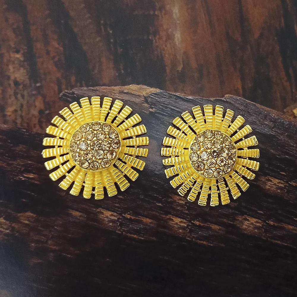 Adi Gold Plated Red Meenakari And Austrian Stone Stud Earrings - 1319250A