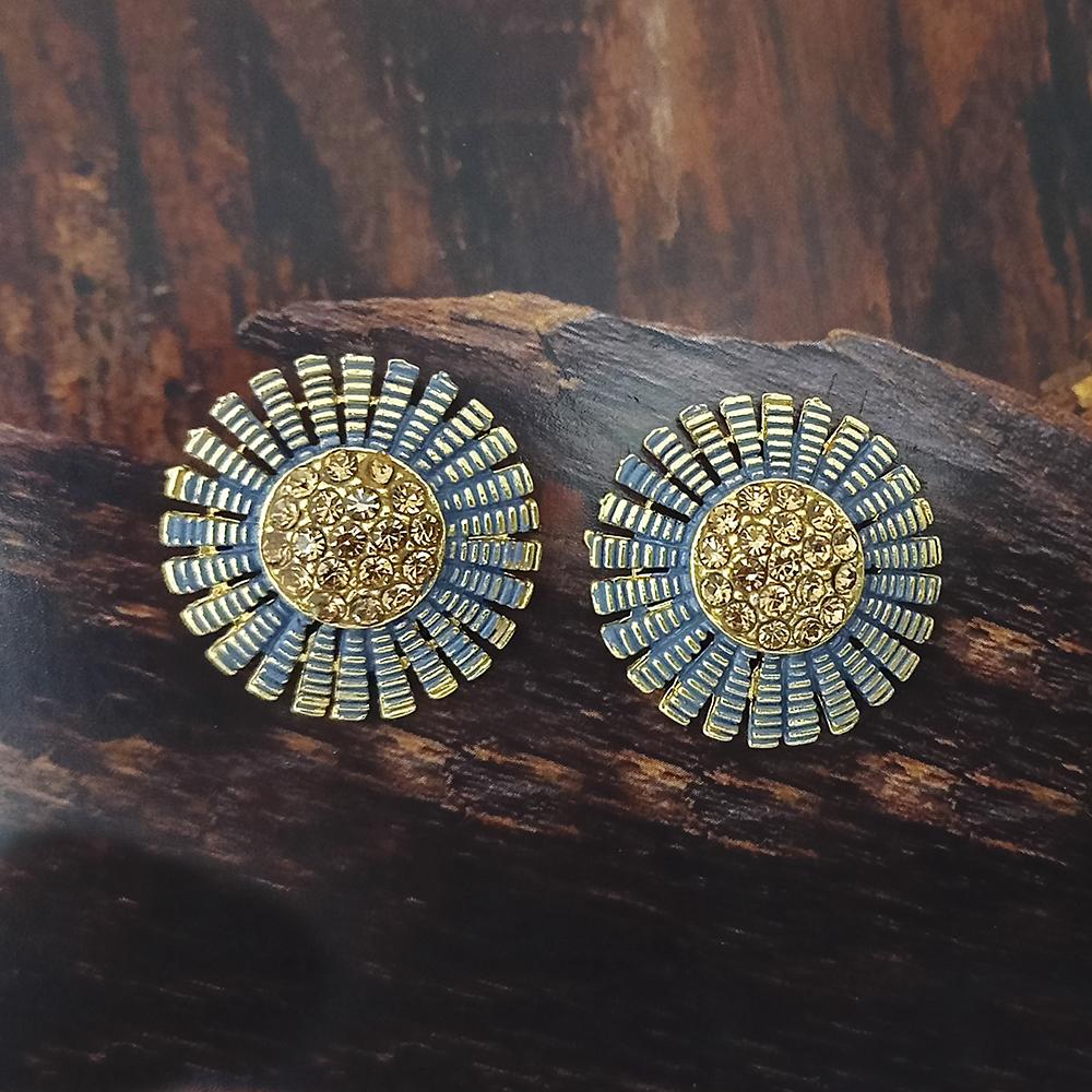 Adi Gold Plated Red Meenakari And Austrian Stone Stud Earrings - 1319250A