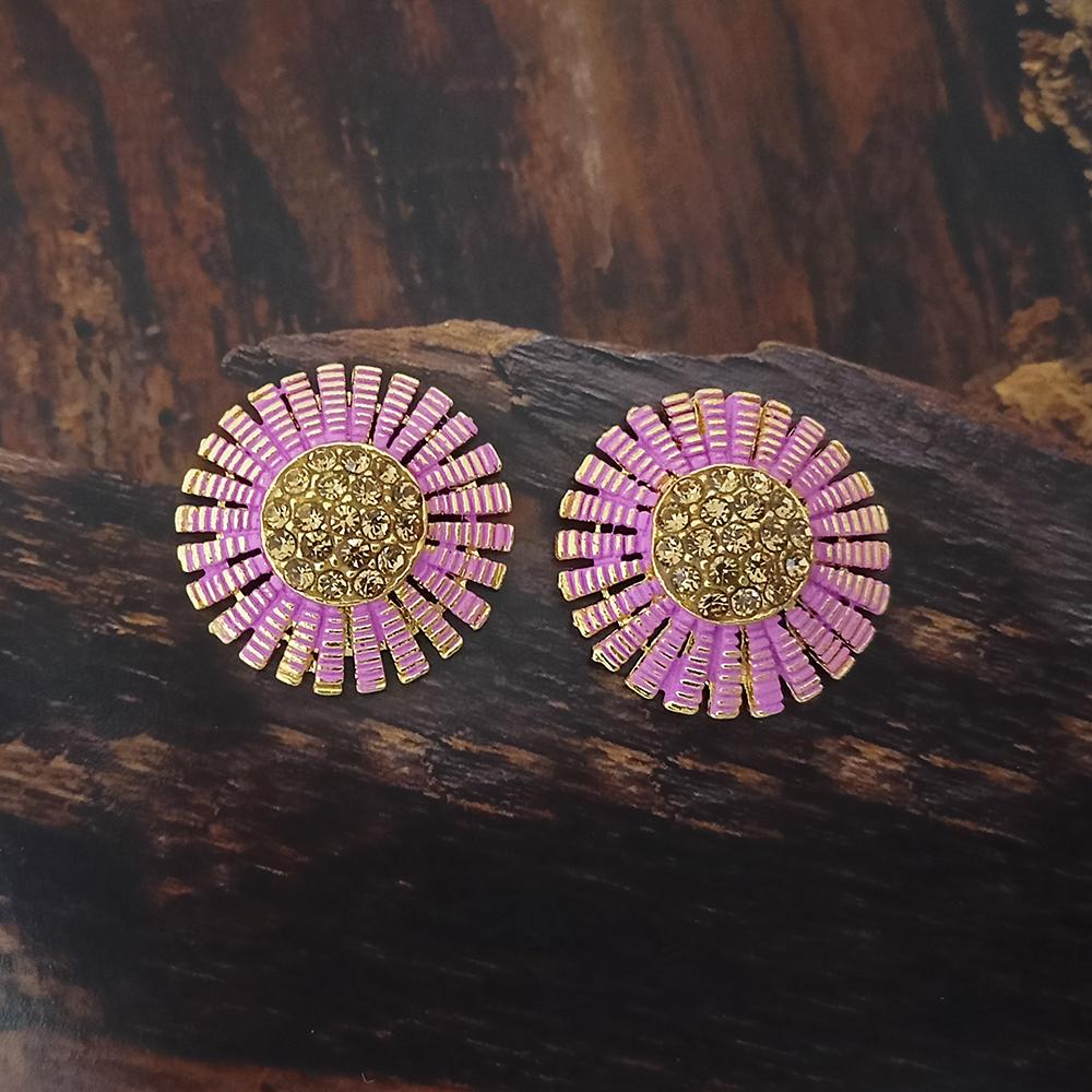 Adi Gold Plated Red Meenakari And Austrian Stone Stud Earrings - 1319250A