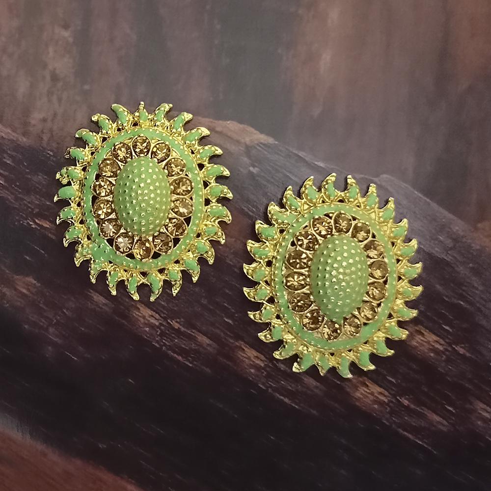 Adi Gold Plated Red Meenakari And Austrian Stone Stud Earrings  -  1319252A