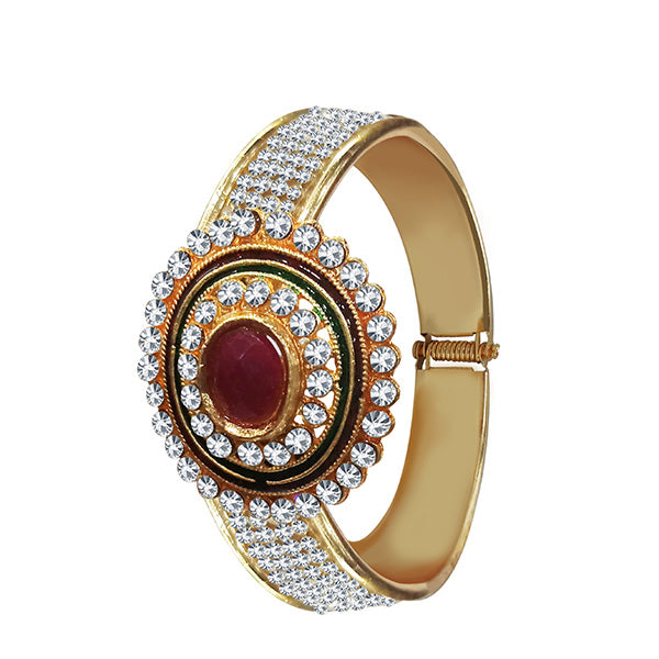 Kriaa Maroon Austrian Stone Gold Plated Kada