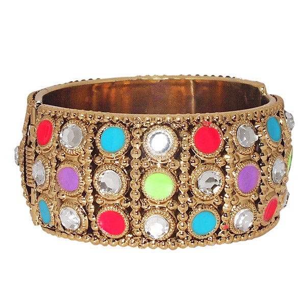 Kriaa Gold Plated Multicolor Stone Kada
