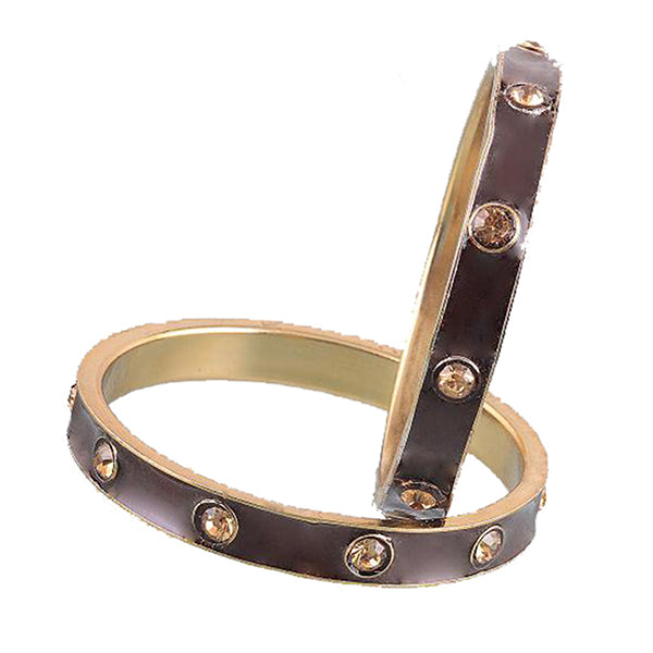 Kriaa Purple Meenakari Gold Plated Bangle Set