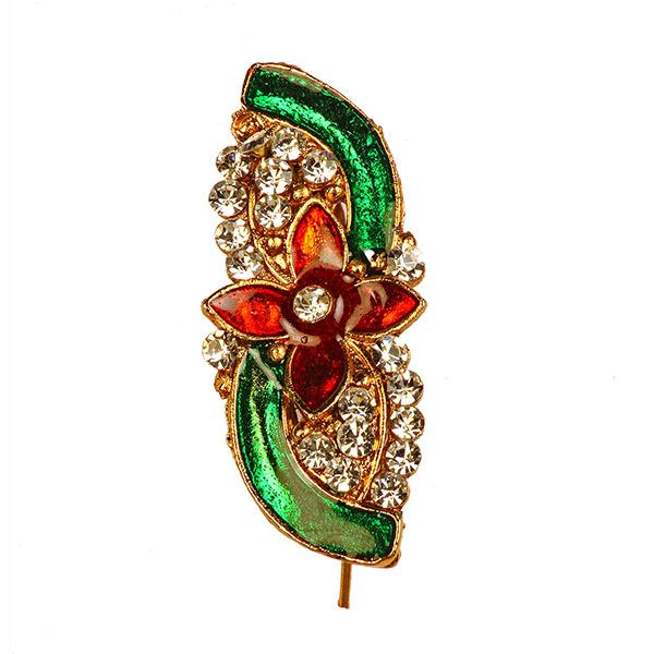 Kriaa Meenakari Austrian Stone Stone Maroon & Green Saree Pin Brooch