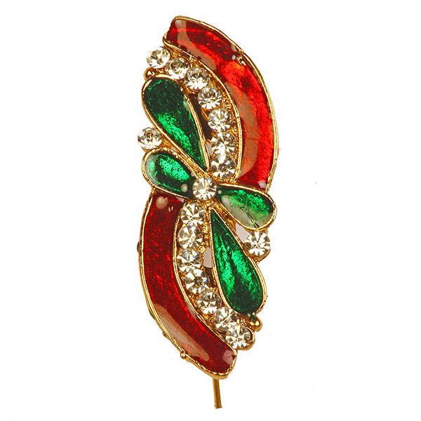 Kriaa Meenakari Austrian Stone Stone Maroon & Green Saree Pin Brooch
